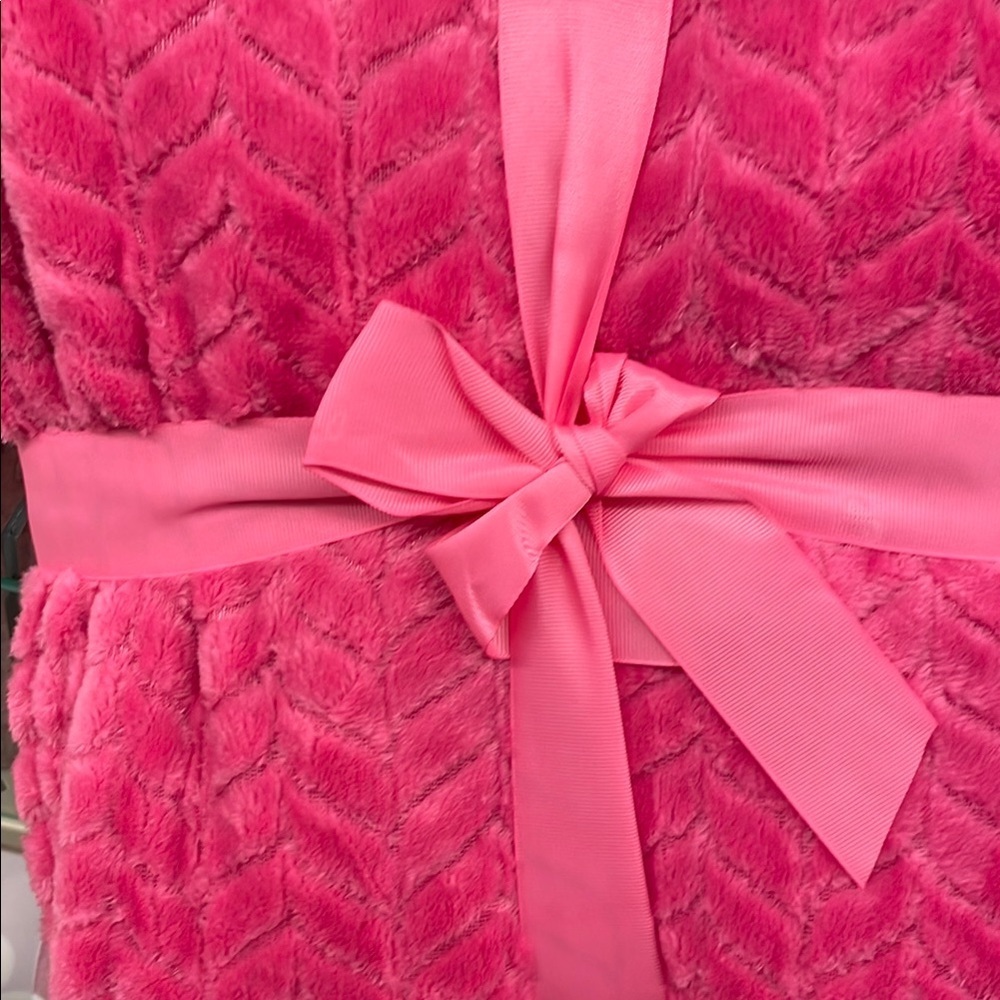 Pink Chevron Plush Blanket